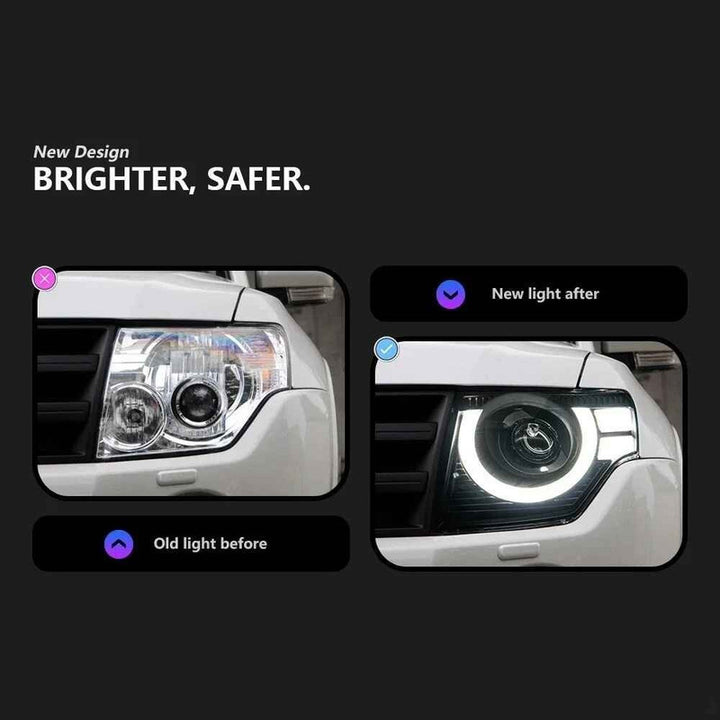 Car Craft Compatible With Mitsubishi Pajero Sport V97 Montero 2006-2018 Car Front Upgraded Head Light Lamp Xenon Headlight Retrofit Upgrade Modified Led Drl Hid Defender Style - CAR CRAFT INDIA