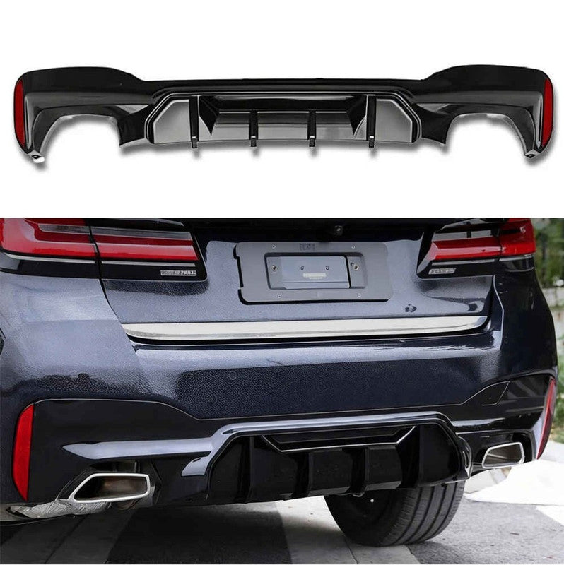 Car Craft Compatible With Bmw 5 Series Lci G30 G38 F90 2021-2023 M Sport M5 Rear Bumper Lip Diffuser Skirt 4 Line G30/38-055/056 Cf Carbon Fiber Look