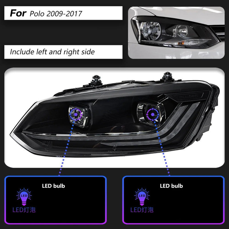 Car Craft Compatible With Volkswagen Vw Polo 2010-2024 Car Front Upgraded Head Light Lamp Xenon Headlight Retrofit Upgrade Modified Led Drl Hid Light For Helogen Car - CAR CRAFT INDIA