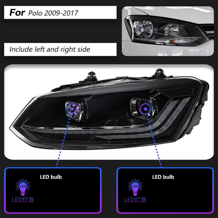 Car Craft Compatible With Volkswagen Vw Polo 2010-2024 Car Front Upgraded Head Light Lamp Xenon Headlight Retrofit Upgrade Modified Led Drl Hid Light For Helogen Car - CAR CRAFT INDIA