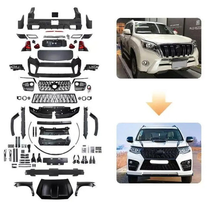 Car Craft Compatible With Toyota Land Cruiser Prado Fj150 2010-2017 Upgrade Facelift Convert To 2018 Elford Style Bodytkit Front Rear Bumper Hood Fender Trunk Headlight Taillight Side Trim Grill Lip Skirt Splitter F075