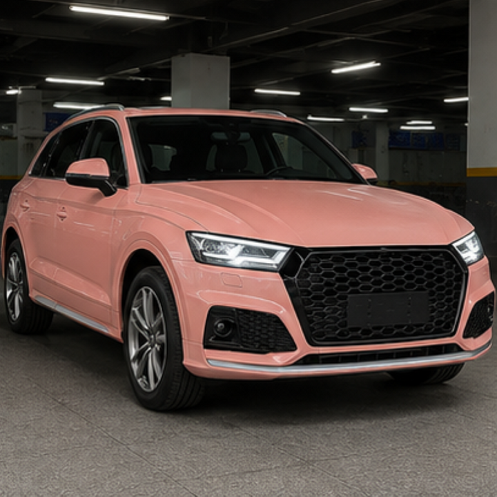 Car Craft Compatible With Audi Q5 B9 2018-2020 Upgraded Front Bumper Show Grill Rsq5 Rs Sport Style Silver Frame Black Mesh All Logo Silver License Plate Eu Version Q5-002 Gc Silver
