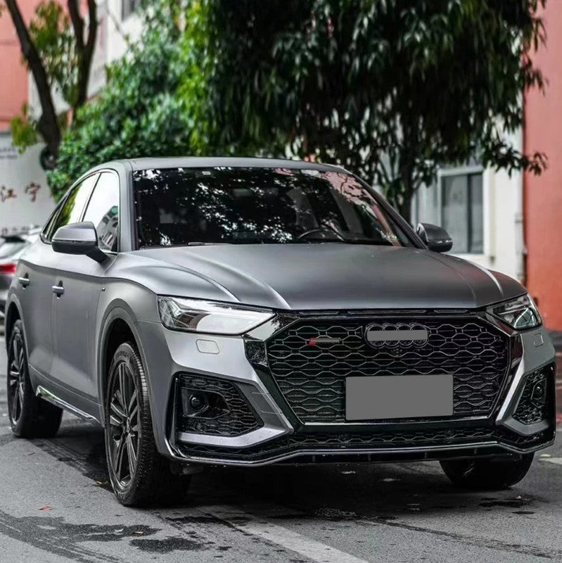 Car Craft Compatible With Audi Q5 2021-2025 Upgraded Facelift Convert To Rsq5 Sq5 Sport Bodykit Bumper Grill Lip Fog Lamp Light Grill With Acc Cover Skirt Trim Q5-009 Gc Front Bumper Black Strip Black Frame Black