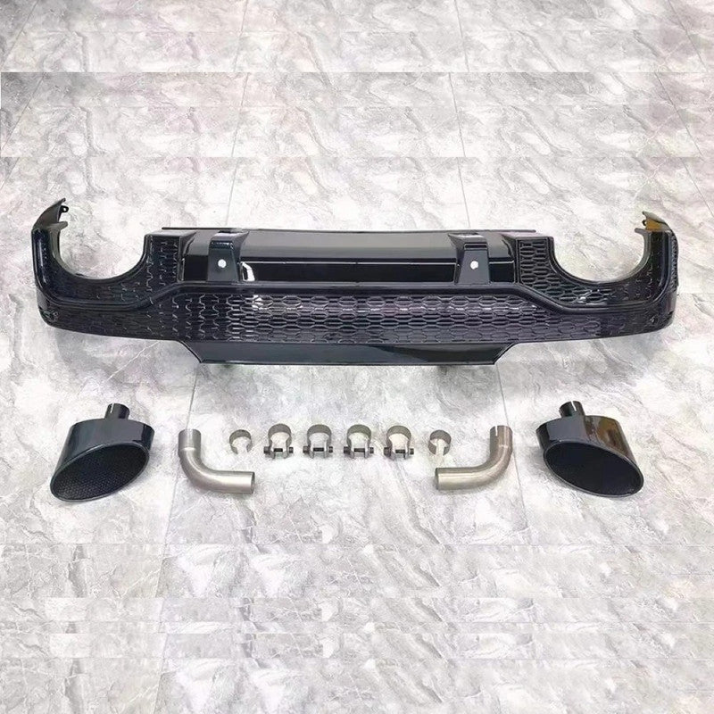 Car Craft Compatible With Audi Q5 2021-2025 Upgraded Facelift Convert To Rsq5 Sq5 Sport Rear After Bumper Lip Diffuser Skirt Trim With Exhaust Pipe Tip Q5-011 Gc Use For Sportback Car Usa