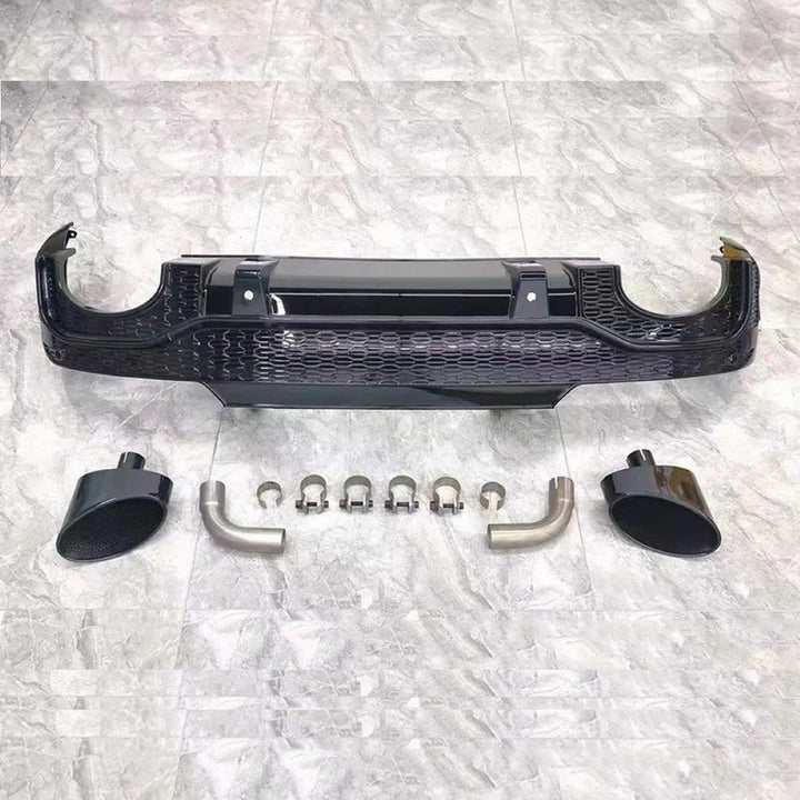 Car Craft Compatible With Audi Q5 2021-2025 Upgraded Facelift Convert To Rsq5 Sq5 Sport Rear After Bumper Lip Diffuser Skirt Trim With Exhaust Pipe Tip Q5-011 Gc Use For Sportback Car Usa