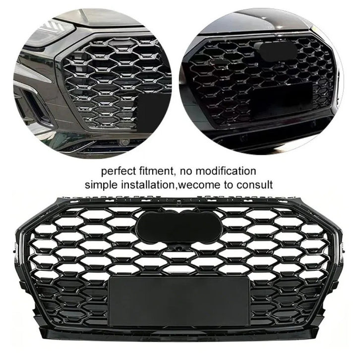 Car Craft Compatible With Audi Q5 2021-2025 Upgraded Front Bumper Show Grill Rsq5 Rs Sport Honeycomb Style Q5-008 Gc Black Honeycomb Style