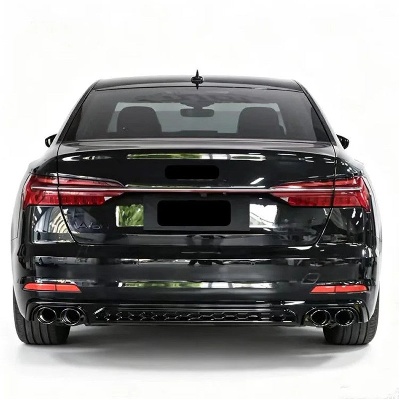 Car Craft Compatible With Audi A6 C8 2019-2025 S6 Bumper Rear After Lip Diffuser With Exhust Pipe Overseas Edition Silvery A6-096 Gc
