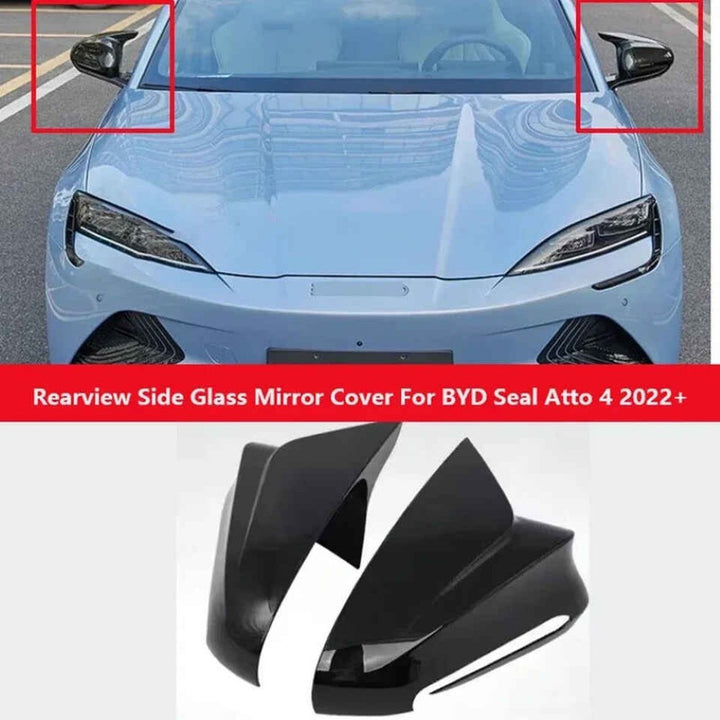 Car Craft Compatible With Byd Seal Atto 4 2022-2026 Side Rear View Case Wing Cap Shell Housing Mirror Covers 3m Tape Pasting Style Carbon Fiber Look