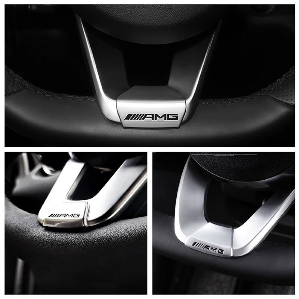 Car Craft Compatible With Mercedes A B C E S Class Ml Gl Gle Gls Cla Gla Glc Slk Grill Letter Logo Badge Emblem Sticker Steering Wheel Trim Cover Badge Sticker 4.1 Cm