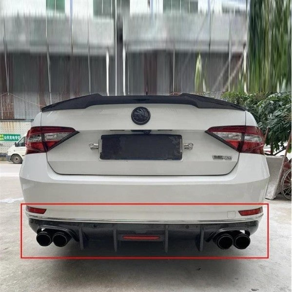 Car Craft Compatible With Skoda Superb 2015-2023 Rear After Bumper Lip Splitter Skirts Diffuser Glossy Black - CAR CRAFT INDIA