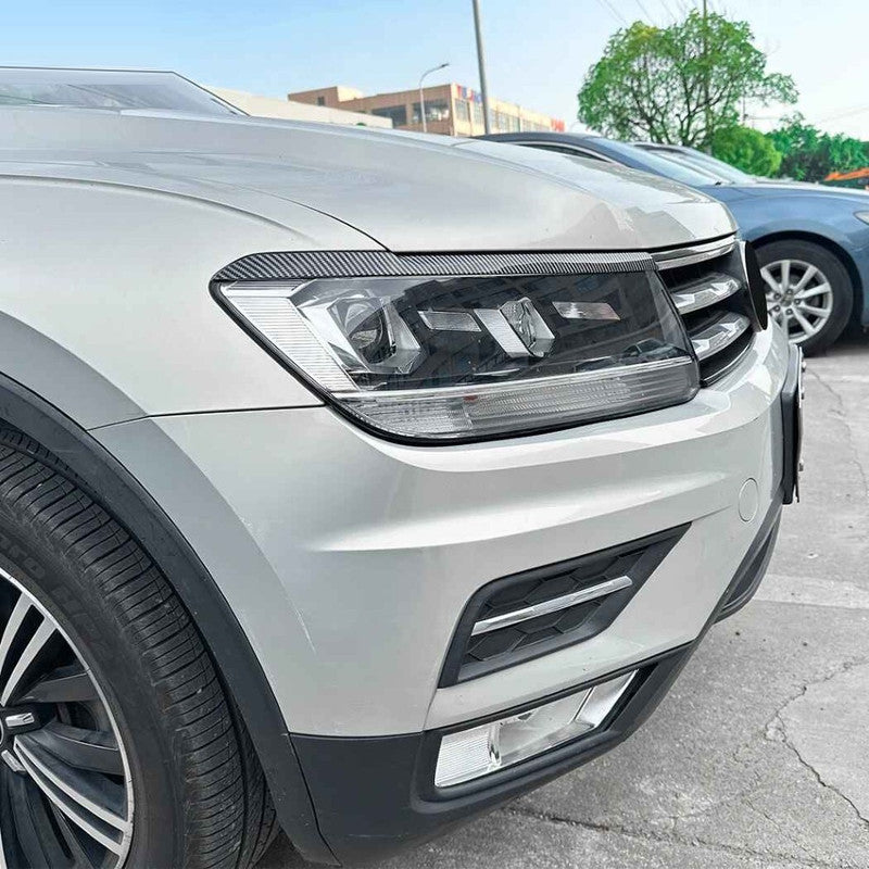 Car Craft Compatible With Vw Volkswagen Tiguan Mk2 2017-2020 Car Headlight Eyelid Lamp Eyebrow Skirts Splitter Zst-1213 Gb Glossy Black - CAR CRAFT INDIA