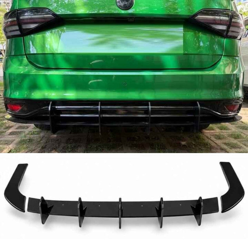 Car Craft Compatible With Volkswagen Vw Virtus 2023-2026 Car Rear After Bumper Lip Diffuser Skirt Trim Blade Style Black