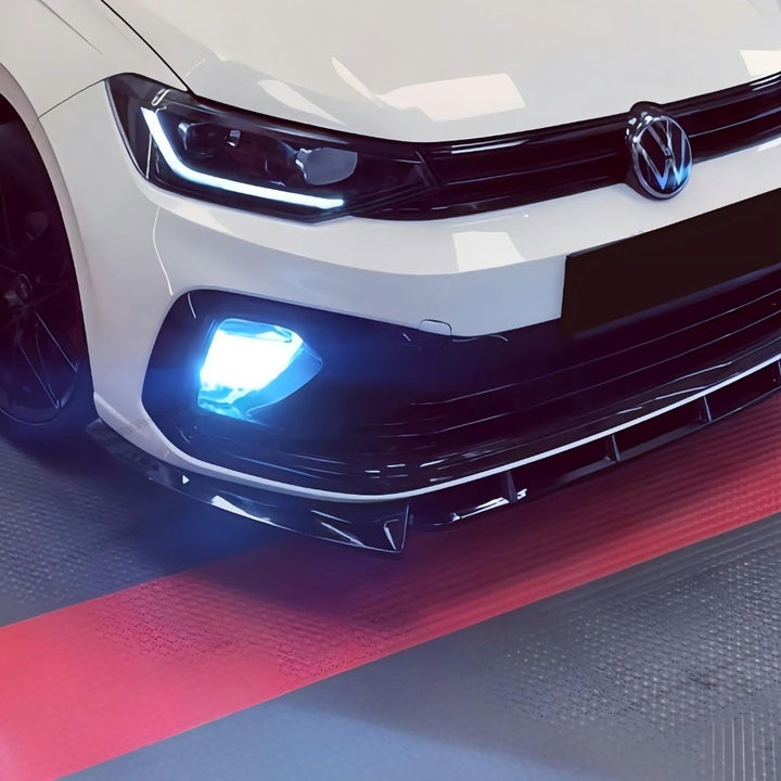 Car Craft Compatible With Vw Volkswagen Virtus 2023+ Front Bumper Lip Splitter Skirts Glossy Black Ar-vw-0233 CC-7964