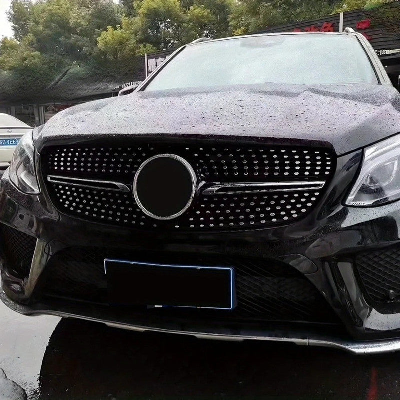 Car Craft Compatible With Mercedes Benz Gle W166 2016-2019 Upgrade Front Bumper Amg Show Grill Diamond Black Gc CC-9607