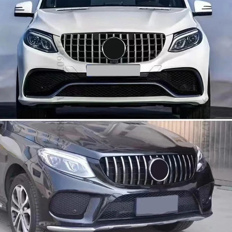 Car Craft Compatible With Mercedes Benz Gle W166 2016-2019 Upgrade Front Bumper Amg Show Grill Gtr Silver Gc CC-9602