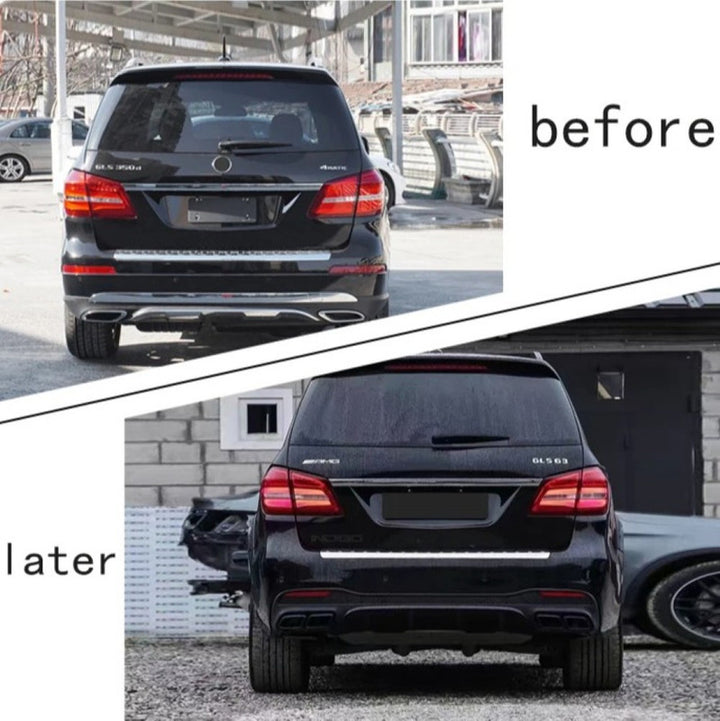 Car Craft Compatible With Mercedes Benz Gls W166 X166 2016-2019 Rear Bumper Upgrade Convert To Amg Gls63 Amg Bumper Bodykit Gc X166-005