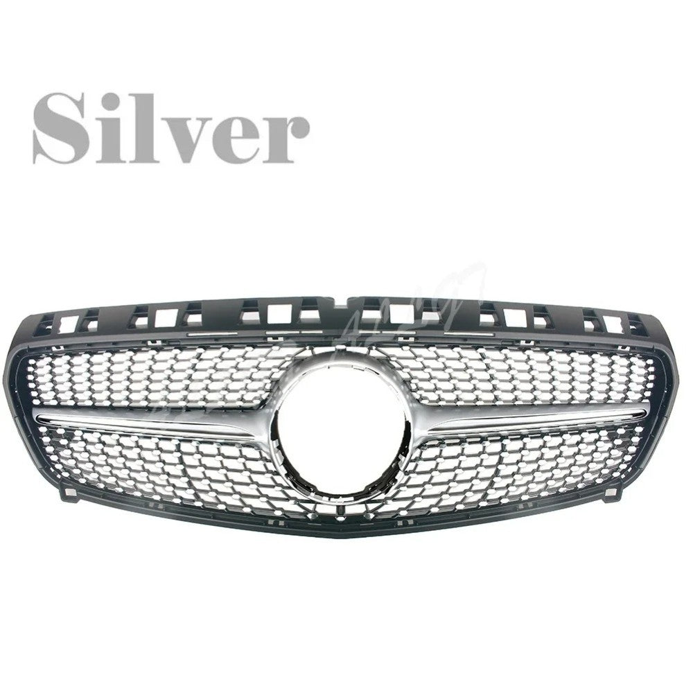 Car Craft Compatible With Mercedes Benz A Class W176 2012-2016 Front Bumper AMG Show Grill Diamond Silver CC-1699