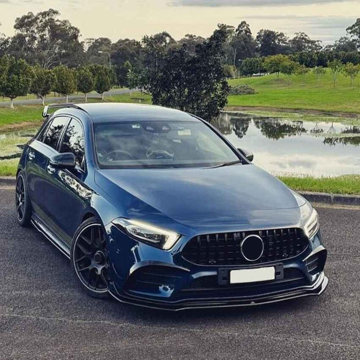 Car Craft Compatible With Mercedes Benz A Class W177 2018-2022 Hatchback Sedan Amg Line Front Bumper Lip Splitter Skirts Zst-446 Gb Glossy Black - CAR CRAFT INDIA