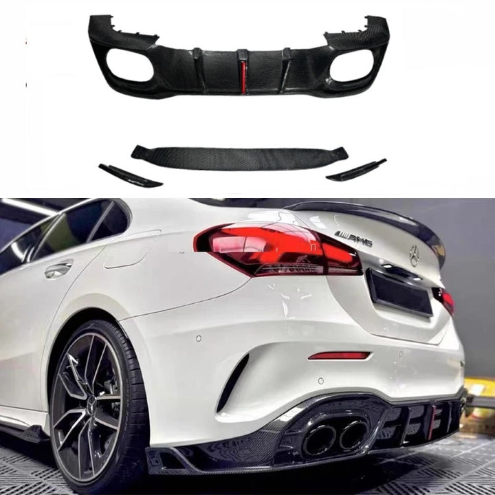 Car Craft Compatible With Mercedes Benz A Class Amg A35 A45 A250 W177 2020-2025 Sedan Amg Bumper Rear After Lip Diffuser Skirts Splitter Rearl Carbon Fiber - CAR CRAFT INDIA