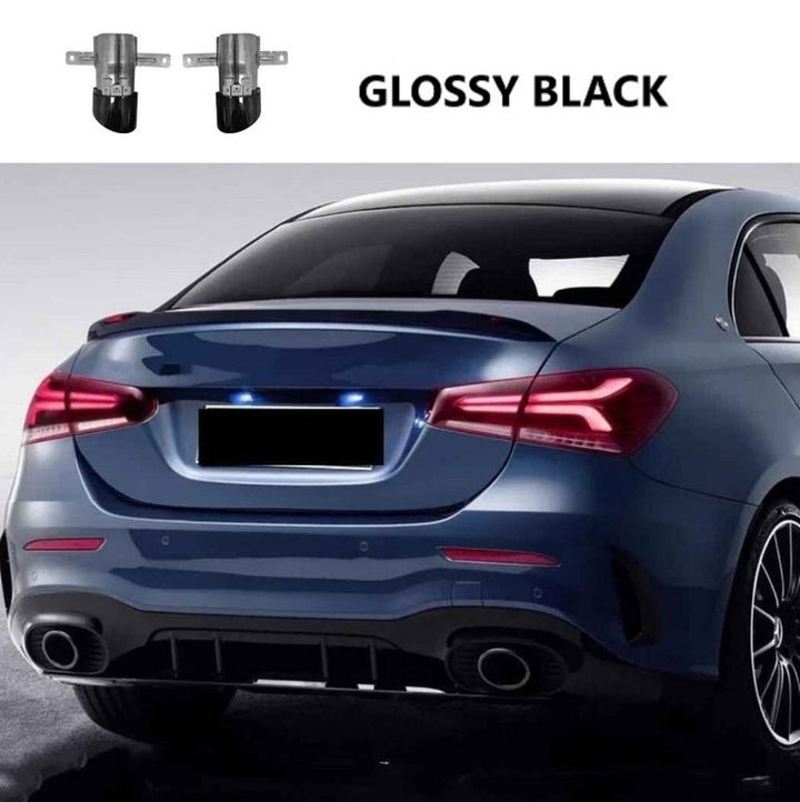 Car Craft Compatible With Mercedes Benz A Class W177 2018-2024 Rear Bumper Upgrade Convert To Amg Amg45 Exhaust Tip Pipe Single Black W177-012