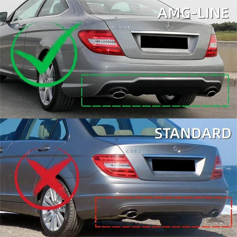 Car Craft Compatible With Mercedes Benz C Class W204 2011-2014 Amg Rear Bumper Upgrade Convert To C63 Amg After Rear Lip Diffuser Gc W204-007