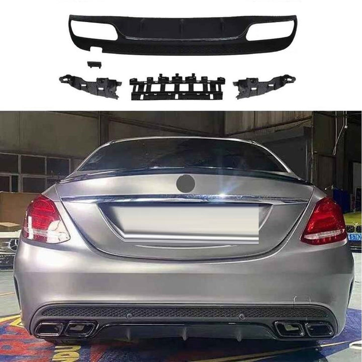 Car Craft Compatible With Mercedes Benz C Class W205 2015-2021 Amg Rear Bumper Upgrade Convert To Amg Amg C63 After Rear Lip Diffuser Black GC W205-020