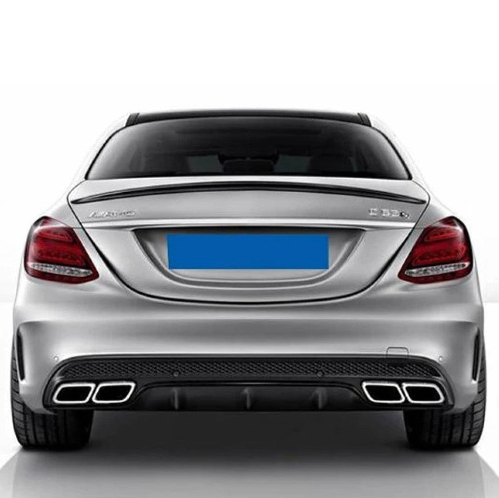 Car Craft Compatible With Mercedes Benz C Class W205 C205 Coupe 2015-2021 Rear Bumper Upgrade Convert To Amg Amg C63 Exhaust Tip Pipe Dual Chrome Silver Classic Style Gc W205-026