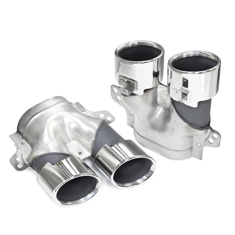 Car Craft Compatible With Mercedes Benz C Class W205 C205 Coupe 2015-2021 Rear Bumper Upgrade Convert To Amg Amg C43 Exhaust Tip Pipe Dual Chrome Silver Gc W205-030