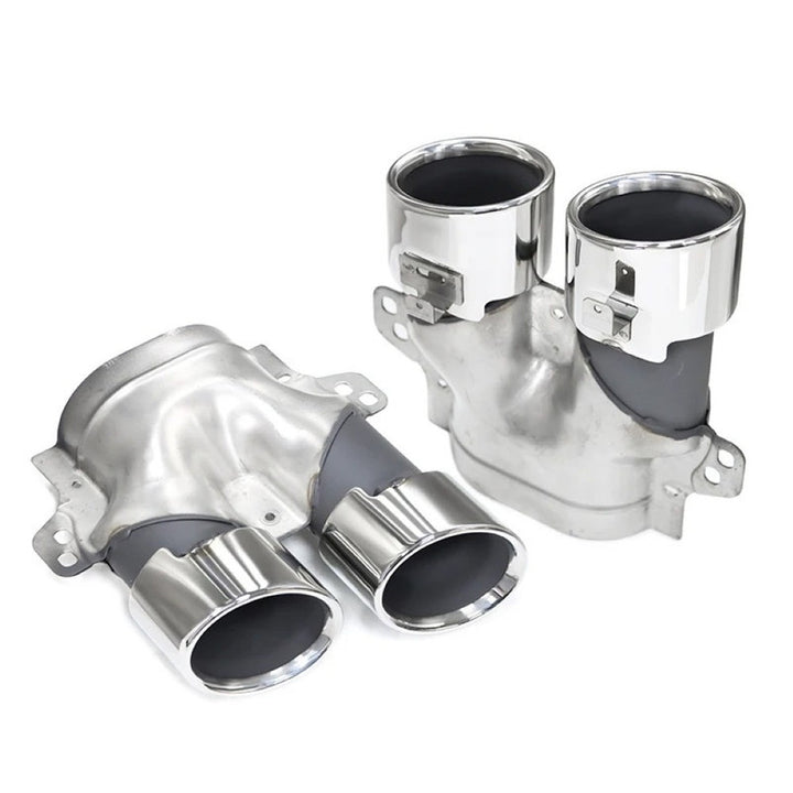 Car Craft Compatible With Mercedes Benz C Class W205 C205 Coupe 2015-2021 Rear Bumper Upgrade Convert To Amg Amg C43 Exhaust Tip Pipe Dual Chrome Silver Gc W205-030