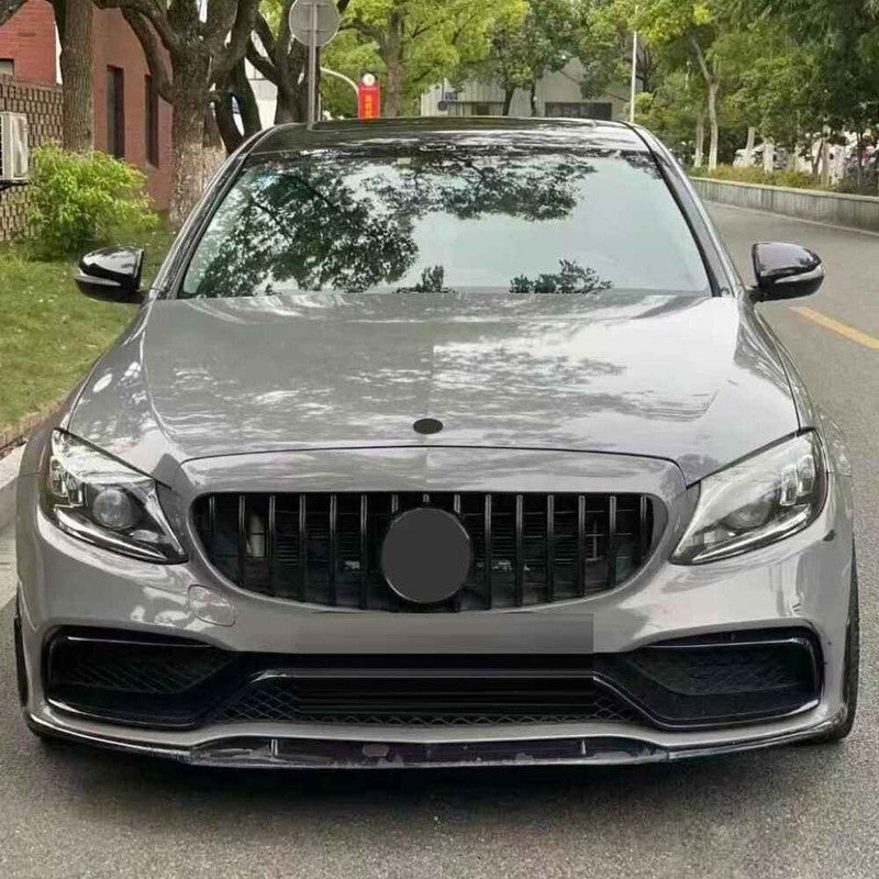 Car Craft Compatible With Mercedes Benz C Class W205 C205 Coupe 2015-2021 Amg C63 Front Bumper Lip Splitter Skirts Carbon Fiber Look Gc W205-015/016 Cf
