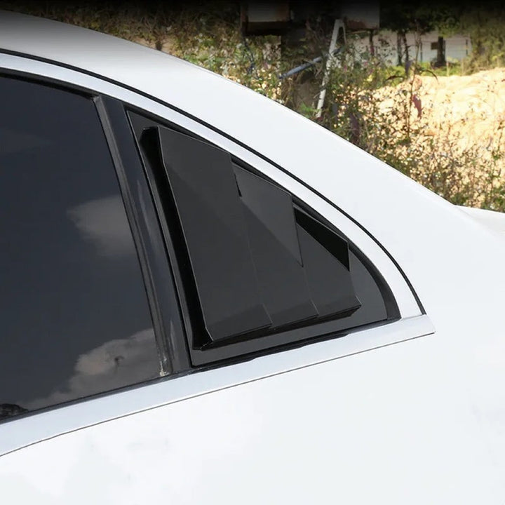 Car Craft Compatible With Mercedes Benz C Class W205 2015-2021 Car Rear Window Shutter Cover Louver Side Vent Trim Triangle Glossy Black - CAR CRAFT INDIA