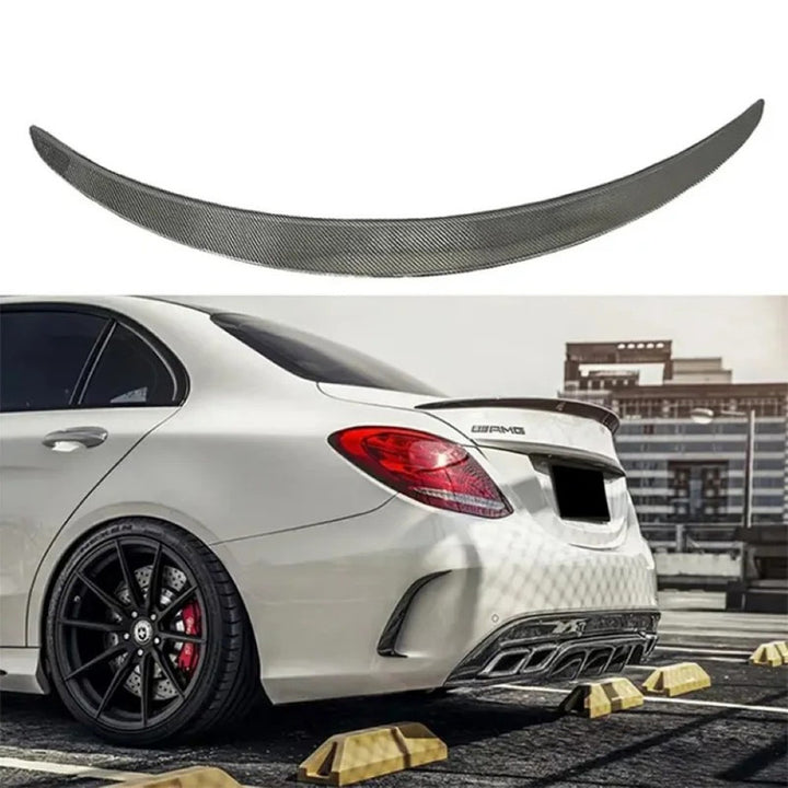 Car Craft Compatible With Mercedes Benz C Class W205 2015-2021 Rear Trunk Wing Boot Lip Skirts Spoiler Amg Style Glossy Black GC W205-035/036 Gb