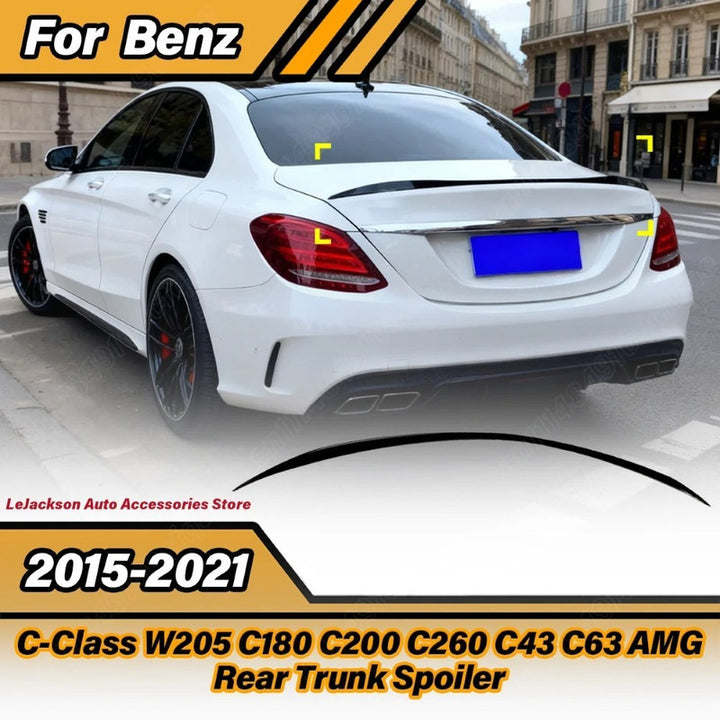 Car Craft Compatible With Mercedes Benz C Class W205 2014-2021 Rear Trunk Wing Boot Lip Wing Spoiler C63s Glossy Black Benz-040