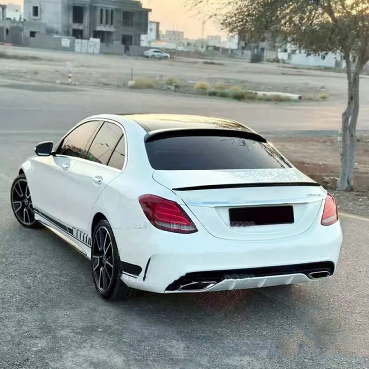Car Craft Compatible With Mercedes Benz C Class W205 2014-2021 Rear Trunk Wing Boot Lip Wing Roof Spoiler Carbon Black