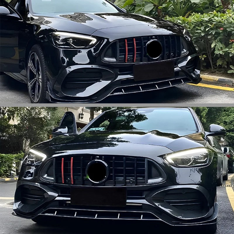Car Craft Compatible With Mercedes Benz C Class W206 2021-2025 Amg Front Bumper Show Grill Brabus Bbs Style Carbon Fiber Look Red - CAR CRAFT INDIA