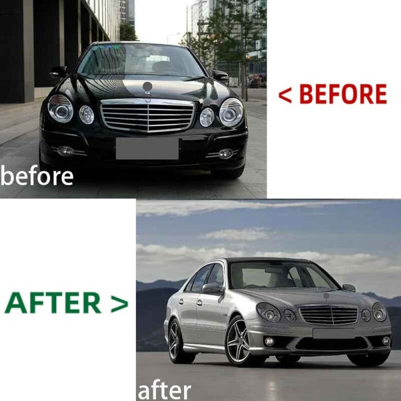 Car Craft Compatible With Mercedes Benz E Class W211 2007-2009 Front Rear Bumper Upgrade Convert To Amg C63 Bumper Bodykit Side Skirts With Fog Lamp W211-004 Gc