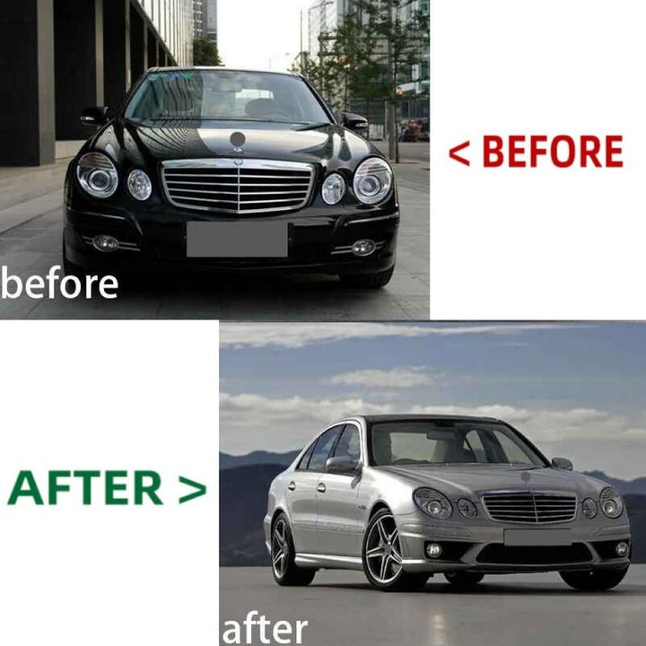 Car Craft Compatible With Mercedes Benz E Class W211 2007-2009 Front Rear Bumper Upgrade Convert To Amg C63 Bumper Bodykit Side Skirts With Fog Lamp W211-004 Gc