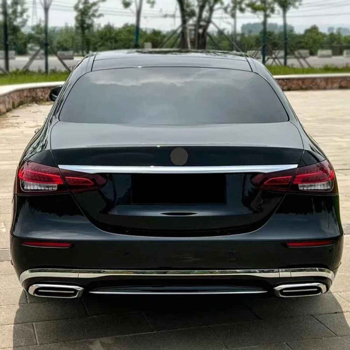 Car Craft Compatible With Mercedes Benz E Class W213 Lci 2021-2023 Upgrade Facelift Convert To Maybach Bodykit Rear Bumper Exhaust Pipe Tip Diffsuer Trim Gc W213-049