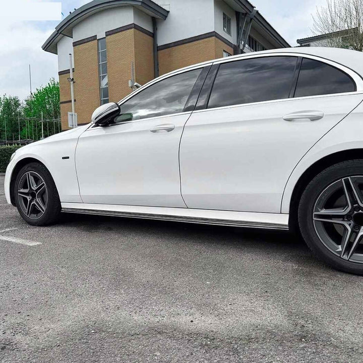 Car Craft Compatible With Mercedes Benz E Class W213 2016-2024 Amg Side Skirt Extension Splitter Running Board Trim Cover Zst-1053 Gb Glossy Black - CAR CRAFT INDIA
