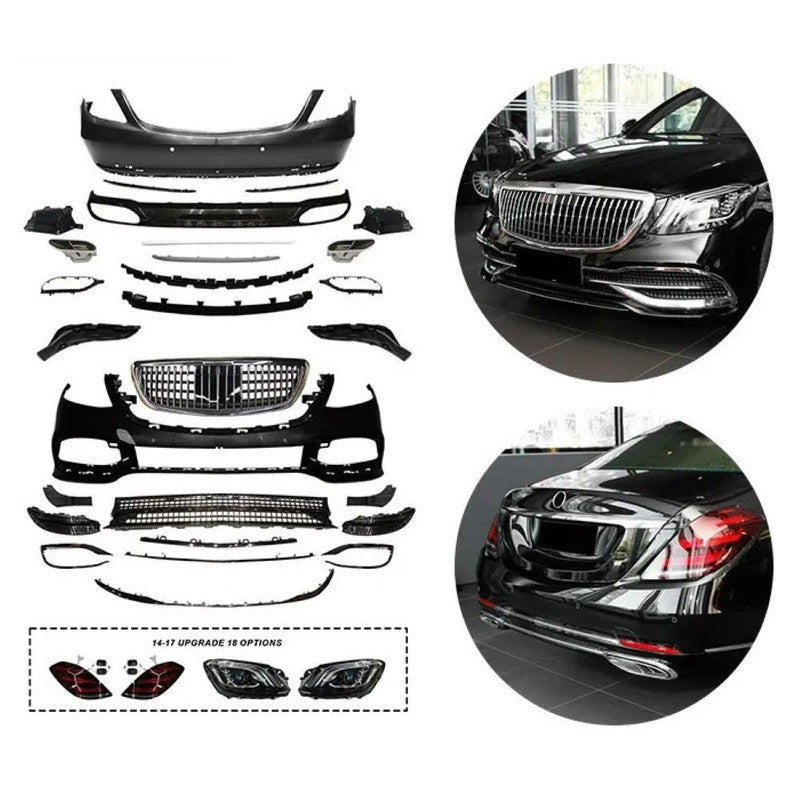 Car Craft Compatible With Mercedes Benz S Class W222 Lci 2018-2020 Upgrade Convert To S Class Maybach Mhb Rear Bumper Bodykit Splitter Trim Exhaust Pipe Tip Gc W222-006