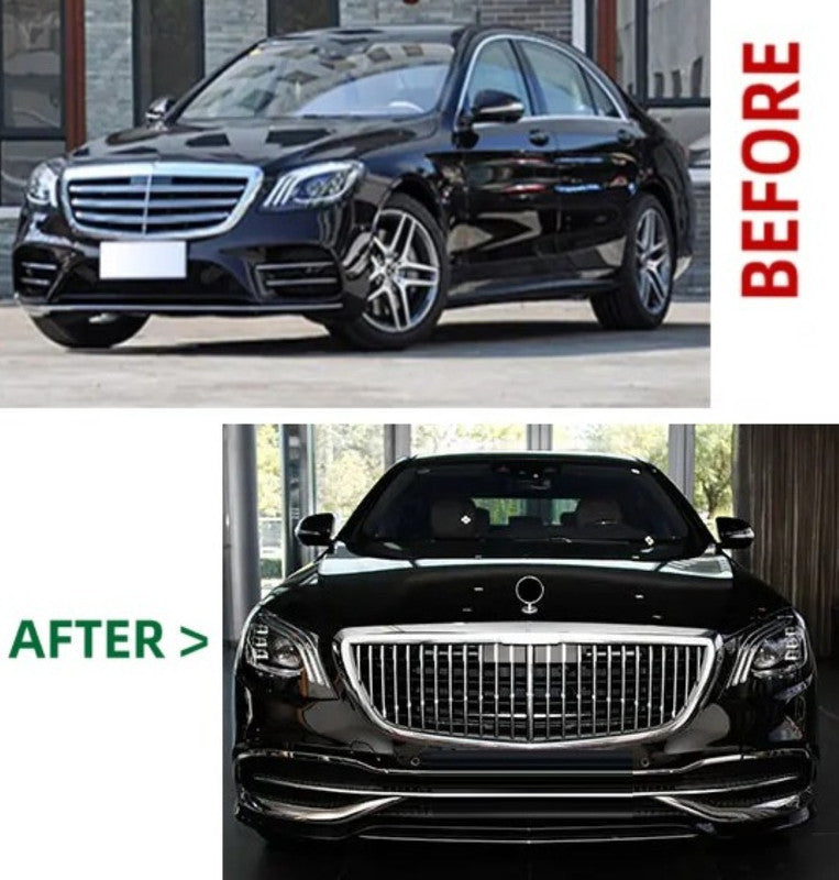 Car Craft Compatible With Mercedes Benz S Class W222 Lci 2018-2020 Upgrade Convert To S Class Maybach Mhb Front Rear Bumper Bodykit Diffuser Exhaust Pipe Tip Grill Skirt Splitter Trim Gc W222-005,006