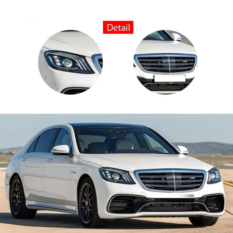 Car Craft Compatible With Mercedes Benz S Class W222 Lci 2018-2020 Upgrade Convert To S Class S63amg Amg63 S63 Amg Front Rear Bumper Bodykit Diffuser Exhaust Pipe Tip Grill Skirt Splitter Trim Gc W222-007, 009
