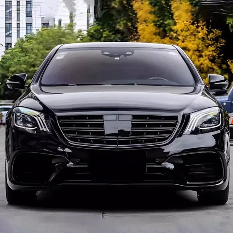 Car Craft Compatible With Mercedes Benz S Class W222 2014-2020 Front Bumper Show Grill Amg S63 S65 Style With Acc Silver