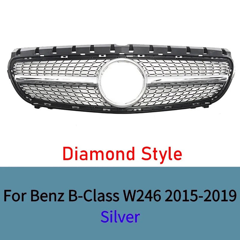 Car Craft Compatible With Mercedes Benz B Class W246 2015-20018 Front Bumper Show Grill Amg Diamond Silver