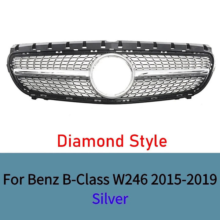 Car Craft Compatible With Mercedes Benz B Class W246 2015-20018 Front Bumper Show Grill Amg Diamond Silver