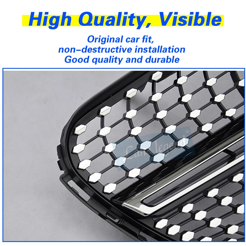 Car Craft Compatible With Mercedes Benz Slc Slk Class R172 W172 2011-2015 Front Amg Bumper Show Grill Diamond Black CC-9677
