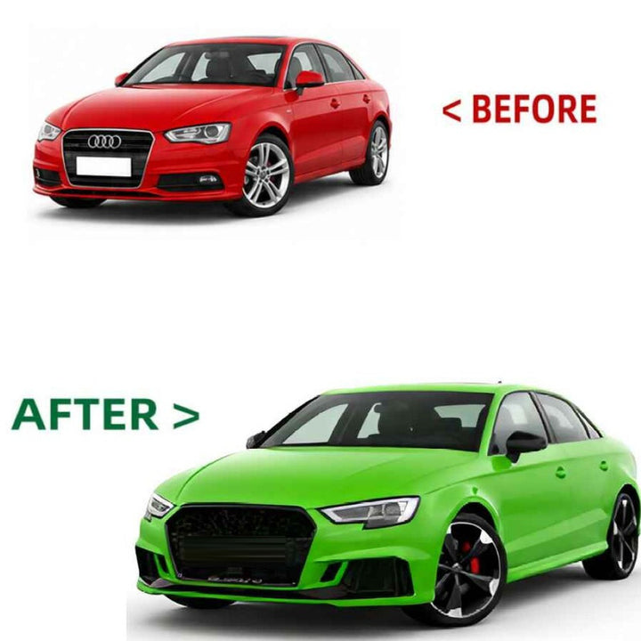 Car Craft Compatible With Audi A3 8v 2013-2016 Upgrade Facelift Convert To 2017 Style Rs3 Sport Bodykit Bumper Headlight Taillight Grill Diffuser Lip Trim Skirt Only For Car With Hid Xenon Light