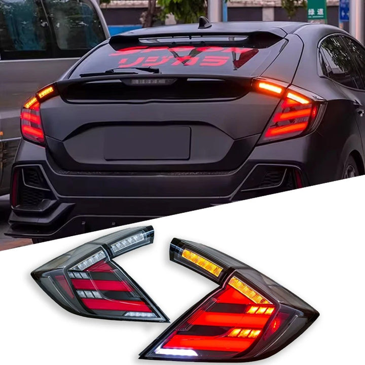 Car Craft Compatible With Honda Civic 10th Gen 2016-2020 Car Rear Upgraded Tail Light Taillight Lamp Xenon Taillight Retrofit Upgrade Modified Led Drl Hid Matrix Style Red