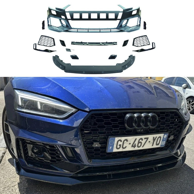 Car Craft Compatible With Audi A4 B9 2017-2020 Upgraded Facelift Convert To Rs4 S4 Sport Bodykit Front Bumper Fog Grill Skirt Trim A4-020 Gc