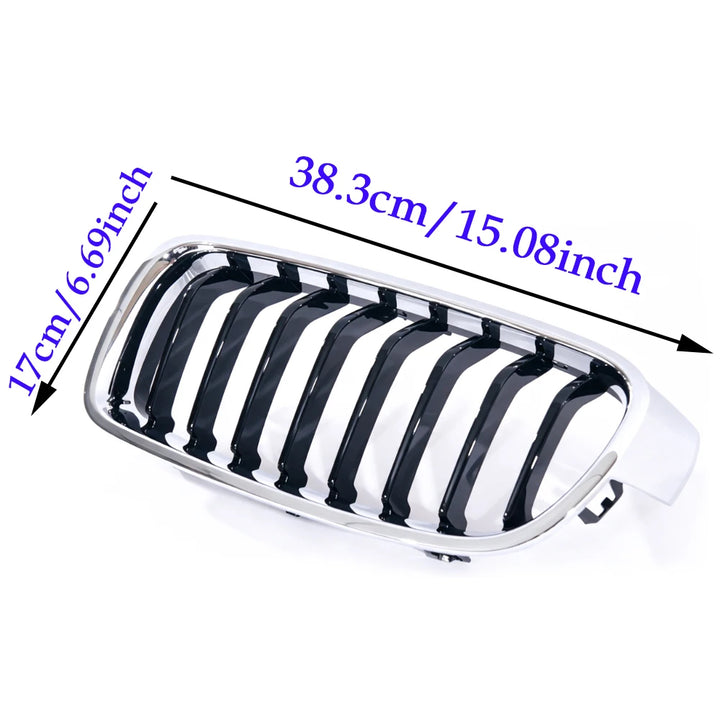 Car Craft Compatible With Bmw 3 Series F30 2012-2018 Front Bumper Grill Single Line Glossy Black Chrome